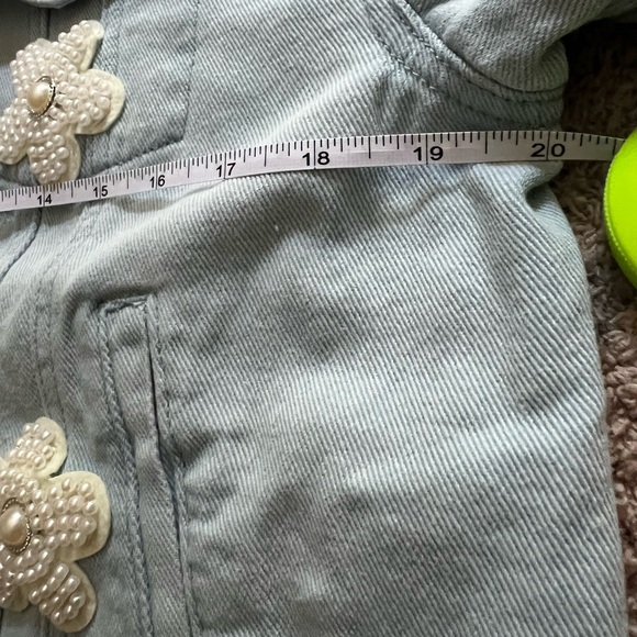 POL Blue Jean Jacket with Floral Design with Pearl accents - Picture 7 of 10